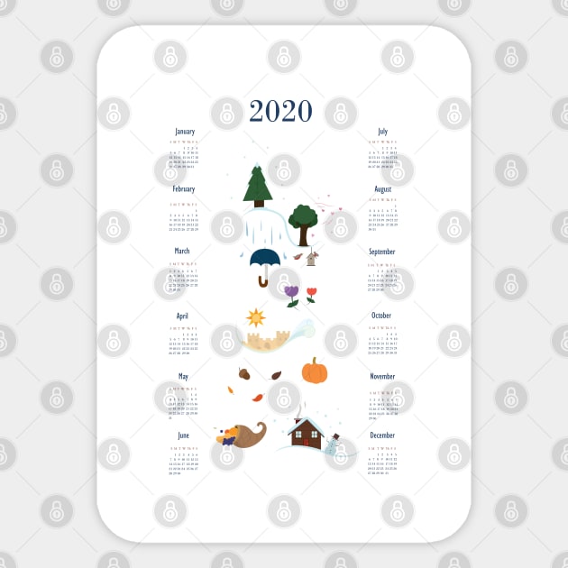 Seasons Through the Year - 2020 Calendar Sticker by Svaeth